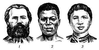 Рис. 42. Представители трех основных человеческих рас