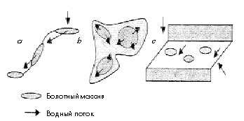 Рис. 4. Принципиальные схемы болотных систем 