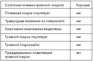 Таблица. Состояние почвенно-травяного покрова