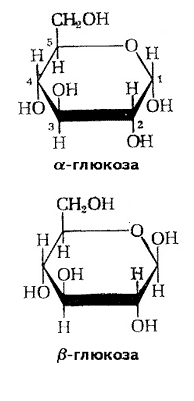 Схемы строения a- и b-глюкозы