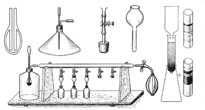 Первая хроматографическая установка, на которой М.С. Цвет разделил хлорофиллы