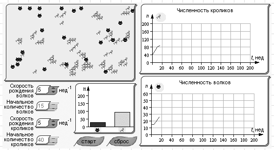 Рис. 7.1. Интерактивная модель «Волки и кролики»
